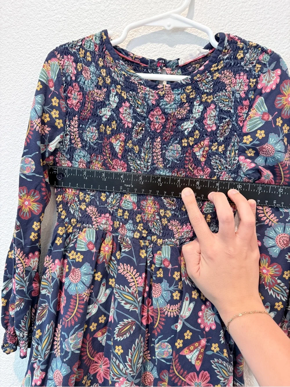 FatFace Girls Smocked Floral Dress Boho Fairycore Whimsygoth Prairie Pockets 5/6